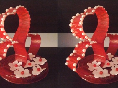 Best out of  waste plastic  bottle transformed to heart showpiece