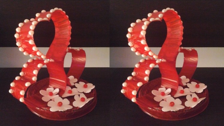 Best out of  waste plastic  bottle transformed to heart showpiece