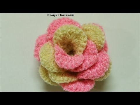 Crochet Rose Flower Tutorial -How to crochet a Rose Flower-Easy Crochet Rose Flower in Tamil