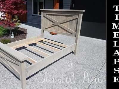 Custom Made Farmhouse Bed Build Timelapse - Quick Version - Twisted Pine Woodworking Co