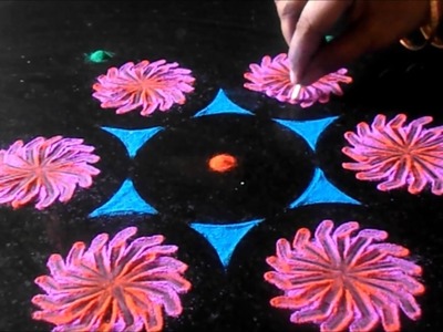 Diwali rangoli designs | easy rangoli making with waste CDs bangles cotton buds | Flower designs