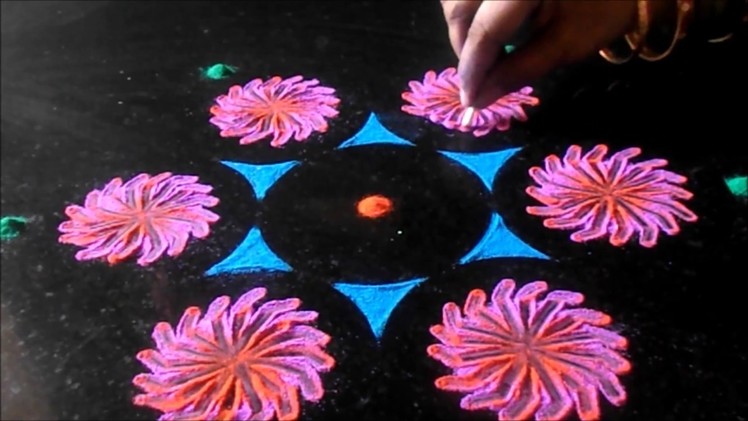 Diwali rangoli designs | easy rangoli making with waste CDs bangles cotton buds | Flower designs
