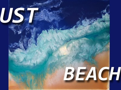 Easy Beginner Poured Acrylic Beach and Ocean Wave Painting with Cells using PVA Glue