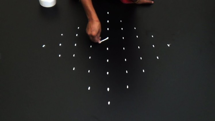 Easy rangoli design with 9X1 dots | simple kolam designs | simple muggulu with dots