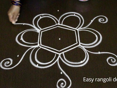 Easy rangoli designs with 5 dots * simple beautiful shanku kolam * how to draw latest muggulu