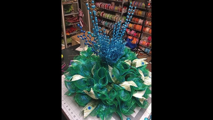 Facebook Live Day 1 of the 12 days of Christmas Peacock Mesh Centerpiece