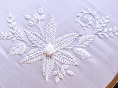 Hand embroidery Designs. White work Embroidery for New year.