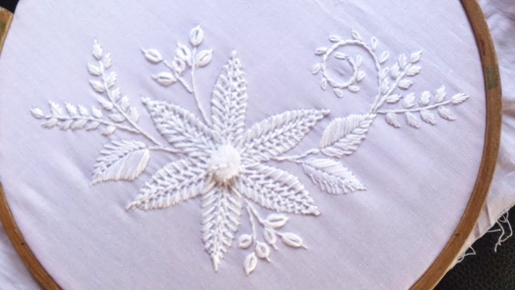 Hand embroidery Designs. White work Embroidery for New year.