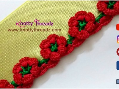 How to Crochet Beautiful Flower Design Border | Saree Tassels |Latest Creation|www.knottythreadz.com
