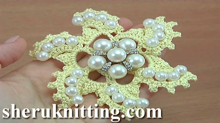 How to Crochet Flower with Beads Tutorial 152 קראָושיי בלום