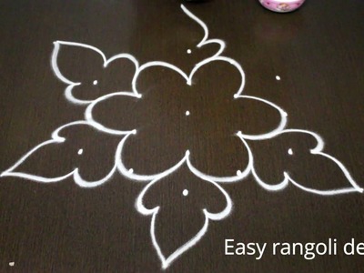 How to draw simple rangoli designs with 5x3 middle dots *beautiful kolam *easy chikkala muggulu