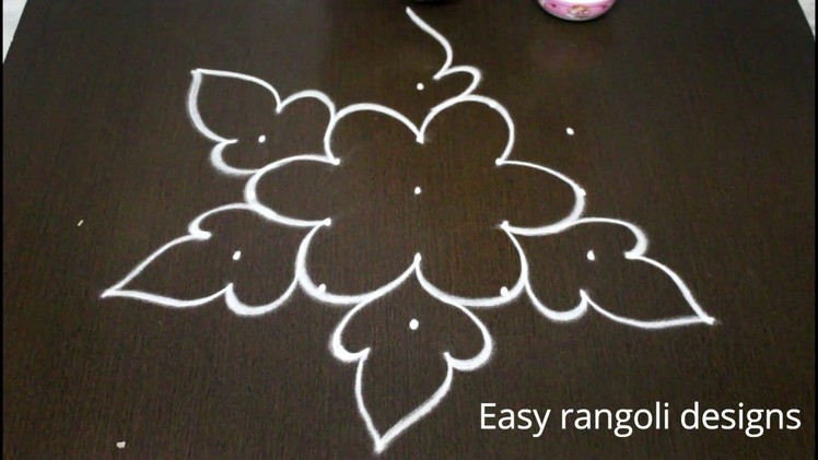 How to draw simple rangoli designs with 5x3 middle dots *beautiful kolam *easy chikkala muggulu