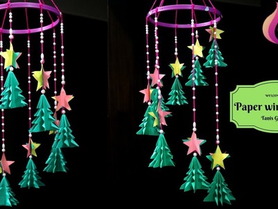 How to make wind chimes out of paper - Easy paper christmas decorations - Paper wind chimes craft