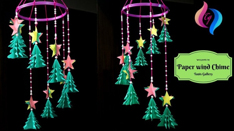How to make wind chimes out of paper - Easy paper christmas decorations - Paper wind chimes craft