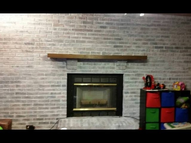 How to white wash a brick wall.fireplace