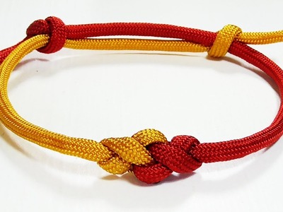 Paracord Bracelet: Two Color Eternity Knot Frindship Bracelet With Adjustable Sliding Knot Closure