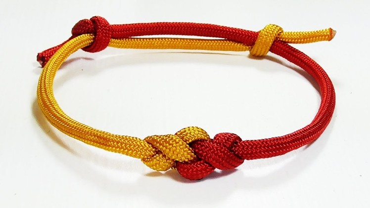 Paracord Bracelet: Two Color Eternity Knot Frindship Bracelet With Adjustable Sliding Knot Closure