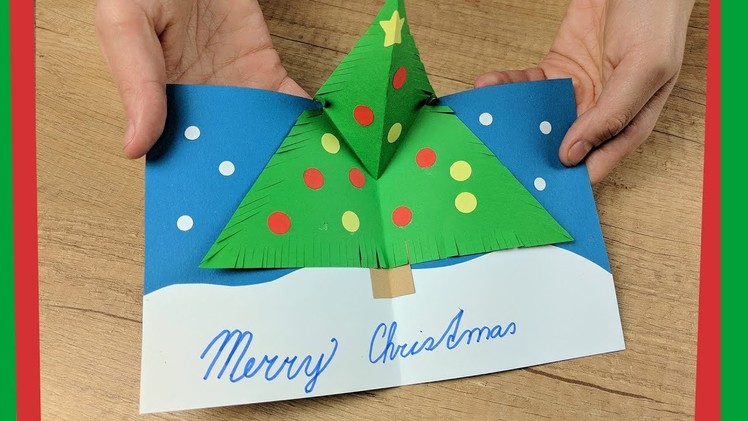 Pop up Christmas tree gift card craft