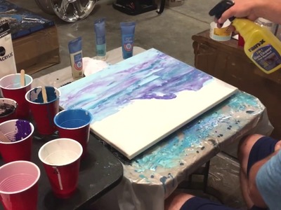 Purple Streak Wave Fluid Painting with Acrylic by Carl Mazur