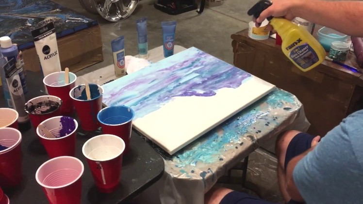 Purple Streak Wave Fluid Painting with Acrylic by Carl Mazur