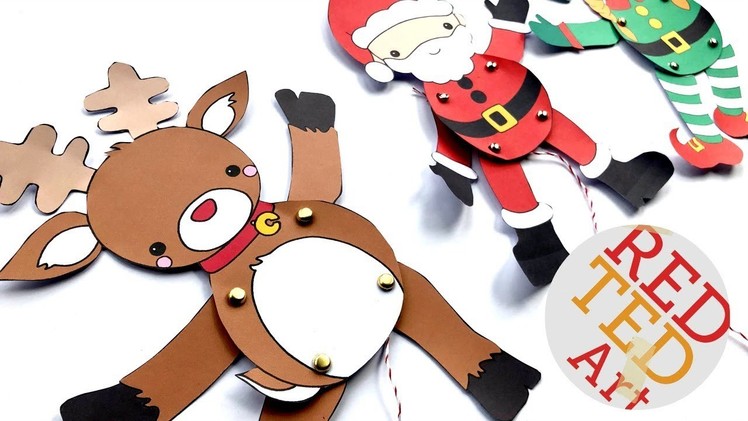 Reindeer Paper Puppets DIY   Printable Rudolph Template