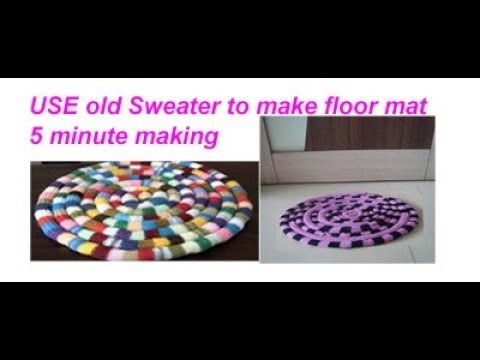 पुराने स्वेटर sweater से बनाए old sweater.lenging woolen floor mat.door mat.area rug.table mat