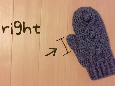 ミトンの親指部分の編み方”右手”　How to crochet a mittens