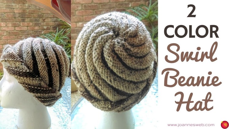 Two Color Swirl Hat  - Knitted Swirl Hat - Spiral Beanie 2 Colors