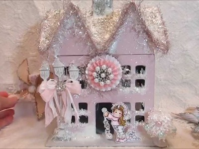 Altered Shabby Chic Christmas House and Shabby Pin Wheels