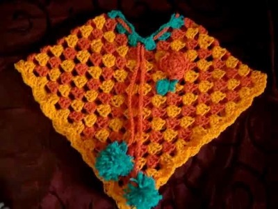 Crochet Knit Baby Poncho Pattern
