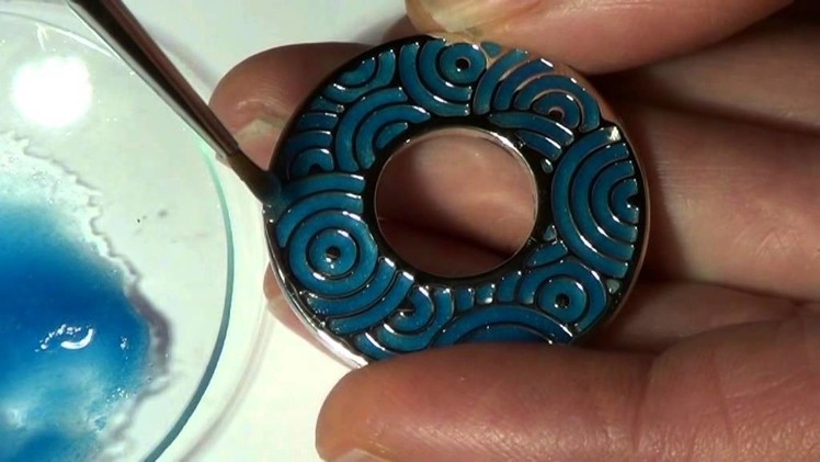 Enamelling the Pools of Blue silver pendant - Skye Silver