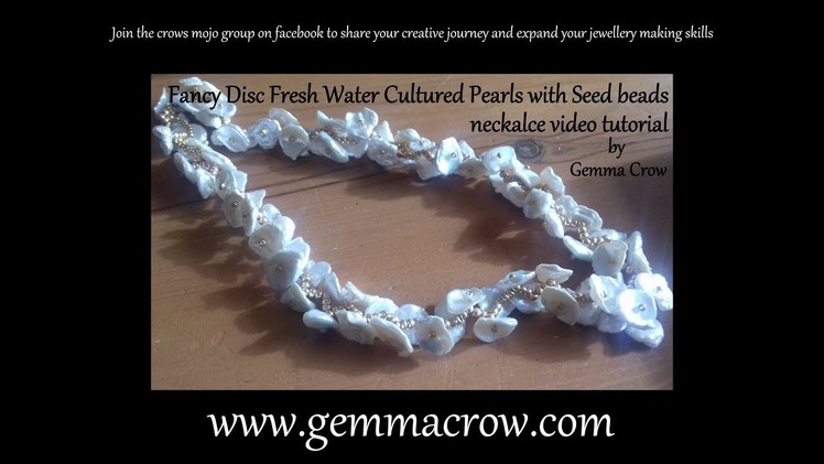 Fancy disc fresh water cultured  pearl  and seed bead organic rope necklace