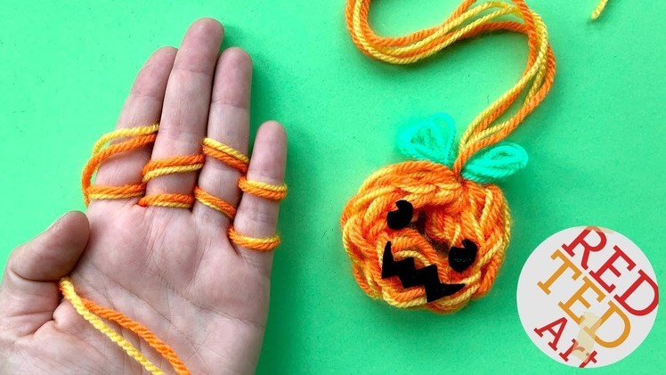 Finger Knitting Pumpkin Ornament DIY   Kawaii Jack O'Lantern Decor DIY