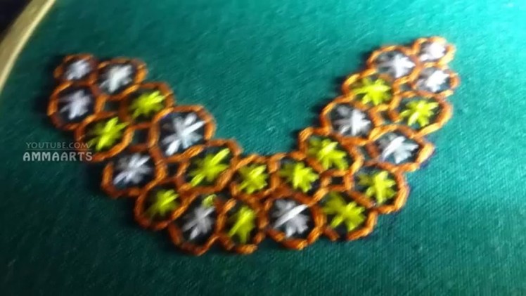 Flowers Embroidery Stitching  Hand Made Embroidery Stitching Process