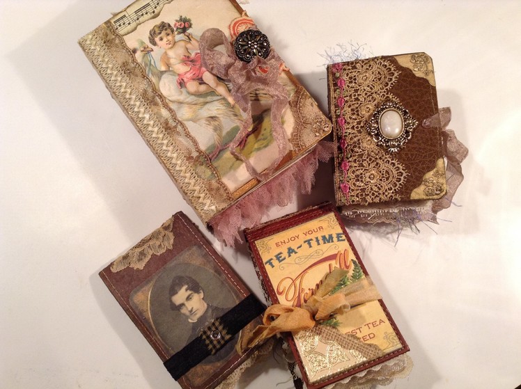 Four Vintage Journals: Journal of Charm, Little Leather-like Diary and more
