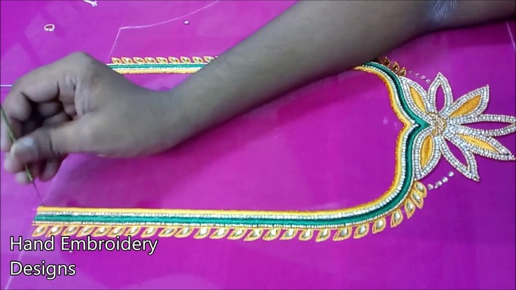 Hand embroidery designs | simple maggam work blouse designs | basic embroidery stitches