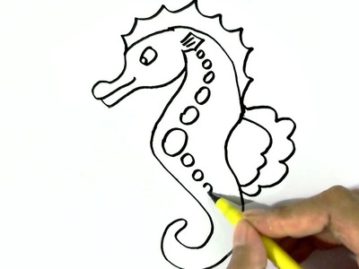 How to draw a Seahorse  easy steps for children, kids, beginners