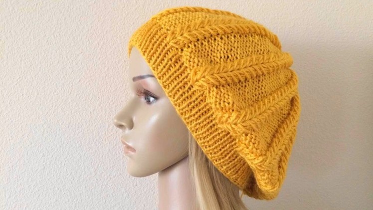How To Knit A Spikelet Slouchy Hat, Lilu's Handmade Corner Video # 193