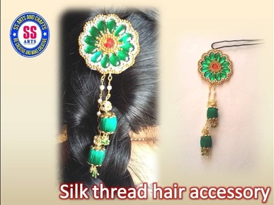 How to make paper juda pin.hair pin.silk thread hair brooch making at home