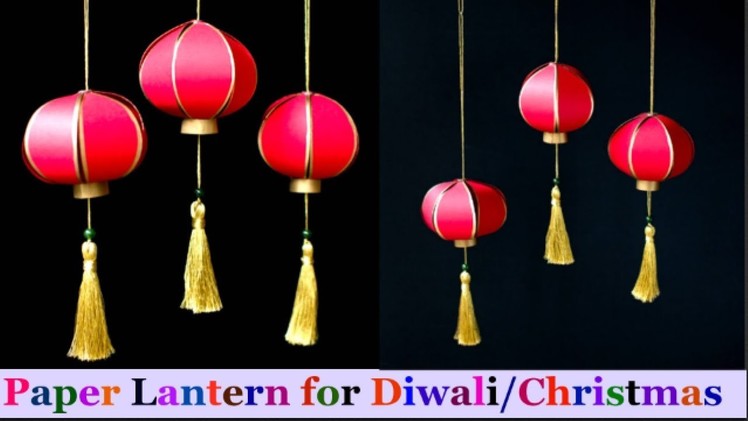 How To Make paper Lantern.akash kandil at Home | Diwali.Christmas Decorations Ideas- D.I.Y.