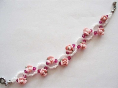 How to make Pink Clay Flower Bracelet