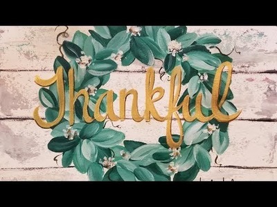 How to Paint Easy Leaves Autumn Wreath with Hand Lettering LIVE Acrylic Painting Tutorial