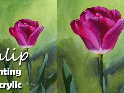 How to Paint Tulip Flower in Acrylic | step by step