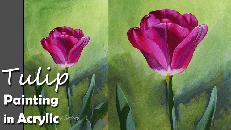 How to Paint Tulip Flower in Acrylic | step by step