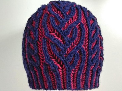 Interweave hat, two-color brioche stitch knitting pattern with Italian.tubular cast-on + free chart