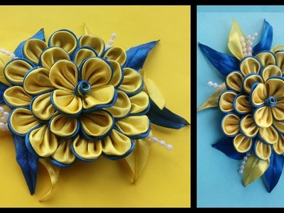 Kanzashi flower ribbon rose tutorial | DIY Kanzashi FLower Hair Clips