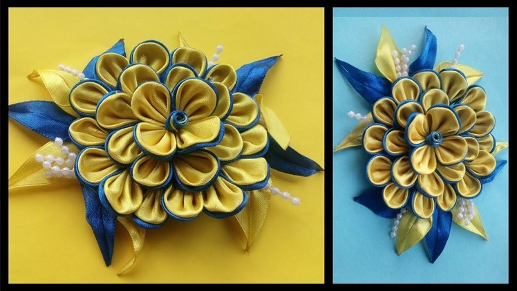 Kanzashi flower ribbon rose tutorial | DIY Kanzashi FLower Hair Clips