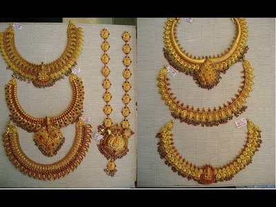 Latest Traditional Gold Antique Jewellery Designs.Long Haaram Designs in 50 Grams