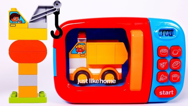 Learn Colors with Microwave and Toy Car Vehicles Building Blocks for Children