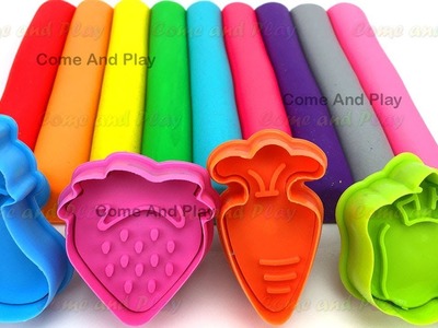 Learn Colors with Play Doh Modelling Clay and Fruit and Vegetable Molds